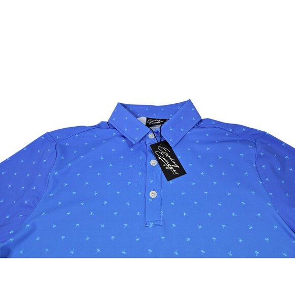 NWT Sunday Swagger Ombre Palm Trees AOP Polo Shirt Men's Medium Performance Golf - Picture 2 of 10